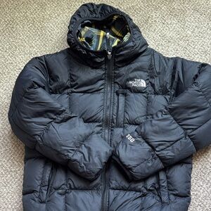 The North Face Black Quilted Jacket with Plaid Lining
